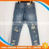 Women Wholesale Brand Worn Ninth Pants Blue Jeans thumbnail-5