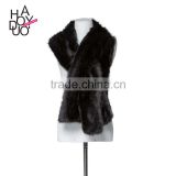 HAODUOYI Women Winter Black Soft Faux Fur Hairy Scarf