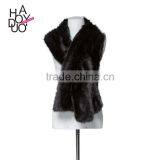 HAODUOYI Women Winter Black Soft Faux Fur Hairy Scarf thumbnail-1