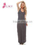 Women Scoop Neck Racer Back Sleeveless Casual Dress Strechy Long Maxi Dress thumbnail-5