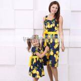 Lemon Print Cotton Mother Daughter Matching Dress Summer Dresses Midi Mommy And Me Outfit thumbnail-1