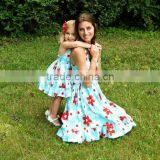 Match Mom And Daughter Dress Girls Vintage Flower Beautiful Twril Dress thumbnail-1