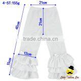 Newest Design Spring Kids Plain White Ruffle Stringy Selvedge Long Baby Girl Trousers Icing Pants With Bow thumbnail-6