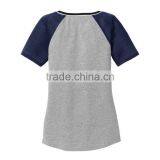 Wholesale Raglan Sleeve Slim Fit Women 100% Polyester V-neck T-shirt thumbnail-3