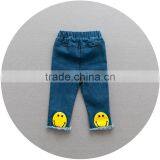 S17659A Autumn Girls Jeans Casual Elastic Waist Smiling Face Girls Jeans thumbnail-2