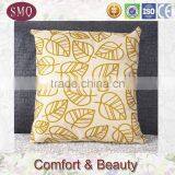 Yellow and White Base Fabric Cusotm Linen Printed Leaf Design of Cushion Covers thumbnail-1