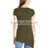 Women's Scoop Neck Asymetrical HemCotton/Viscose Knit Top/Dress Shirt thumbnail-4