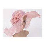 Round Top Ladies Tea Party Hats With 16cm Soft Wavy Brim , Sinamay Hat thumbnail-1