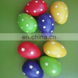 plastic colored plaining easter eggs with hand drawing