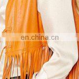 2015 New Style Sleeveless Tassels Women PU Leather Jacket thumbnail-4