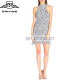 2016 BAIYIMO Sexy Leopard Printed Halter Mini Dress Wholesale Made in China thumbnail-1