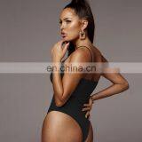 Black Lingerie Cotton One Shoulder Mujer Bodysuits for Women thumbnail-4