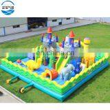 Outdoor zoo inflatable park inflatable bouncer combo with slide for playground