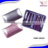 Pink Plastic Handle and Purple Shining Manicure Set