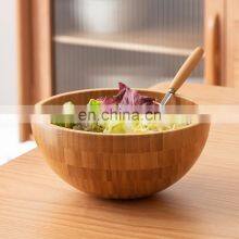 High Quality Factory Wholesale Round Bamboo Wooden Salad Bowl thumbnail-2