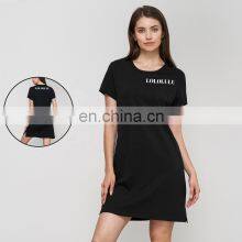 Side Silt Loose Golf Tennis Dresses Women Short Sleeve Wholesales Casual Tennis Skirts 80Nylon 20Spandex thumbnail-2