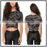 2015 China Manufacturer Customized Ladies Sexy Print France Bean Crop Tee Shirt Quality Choice thumbnail-1