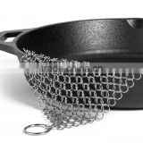 7x7 Inch Premium Stainless Steel Chainmail Scrubber, Cast Iron Cleaner