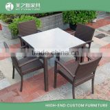 China Wholesale 4 Seaters Rattan Wicker Used Restaurant Furniture Outdoor Dinning Table and Chair Sets