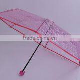 Customized Manual Open Poe Fabric 3 Folding Clear Umbrella thumbnail-1