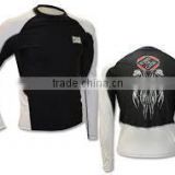 Polyester Spandex Long Sleeves Compression Shirt / Rash Guard with Black White Design