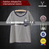 Women's Lovely Cartoon Pattern Embroidery for Striped t Shirt