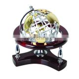 Wooden Desktop Set Metal Globe With Wood Base For Business Gift