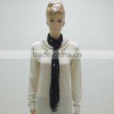 TYSAF033 Polished Section Scarf/190x30+5x2cm/100polyester/Black/2014