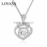 Pure S925 Silver Love Heart Jewelry Fashion Women Necklaces