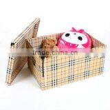 Gingham Print home storage box for bed room