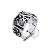 14MM Stainless steel vintage antiqued silver pyramid shape ring steam punk jewelry 6240017