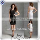 QQ294 Black sheer top fashionable short bridesmaid dress