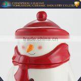 Christmas Vintage Style Biscuit Barrel Snowman Ceramic Cookie Jar thumbnail-2