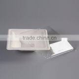 Compostable Disposable Sugarcane Square Salad Bowl With PET Lids thumbnail-2