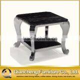 Black Marble Side Table With Silver Stainless Steel Frame for Wholesale thumbnail-2