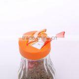 6oz Clear Glass Spice Jar With Decorative Screw Top Lid Plastic Spoon thumbnail-3