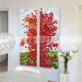 Wall Art 2 Panel Red Tree Oil Canvas Painting Abstract Scenery Picture For Living Room Wall Decor Oil Paintings Framed Stretc thumbnail-4