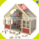 Wholesale Delicate Baby Wooden Dollhouse Playset Stylish Wooden Dollhouse Toy for Kids W06A033 thumbnail-2