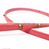Fashion Rivets Decorated Pin Buckle Sex Girl Thin Pink PU Waist Belt thumbnail-5