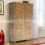 Furniture Fo Bed Room,Cabinet With Reclaimed Solid Teak Wood 2 Doors, With Hanger and Shelve Inside thumbnail-1