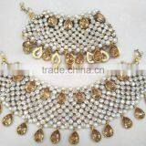 Gold Silver 2 Tone Crystal Broad Payal ANKLETS Pair Feet Bracelet thumbnail-1