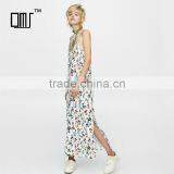 Spaghetti Strap and V-neck Ladies Hem Split Sleeveless Maxi Dress thumbnail-1