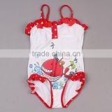 New Arrival Girls Bathing Suit White Polyester And Lycra Printed One-piece Swimwear 2016 Fashion Girls Swim Suit SR40417-5