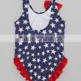 New Design Girl Beachwear With Navy And Red Stars One-Piece Girl Swimwear Girls Clothes G-NP-S905-402 thumbnail-2