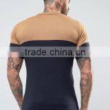 Mens Regular Fit T-shirt Polo With Colour Block Detail Tan Navy thumbnail-2