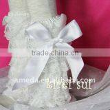 Kids White Lace Petti Warmers With White Bow LM7B7 thumbnail-1