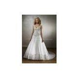 High Quality Satin Lace Appliqued Beaded A-line Bridal Wedding Dress Custom Made thumbnail-1