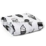 Plush satin Trim Ice Cream Black and white newborn Baby Blanket