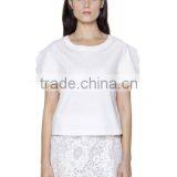 Oem Womens Chiffon Blank T-Shirts Wholesale Short Sleeve Fashion O Neck White T Shirts thumbnail-5