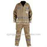 100% Cotton Fabric Long Sleeves Safety Working Coverall With Reflective Tape